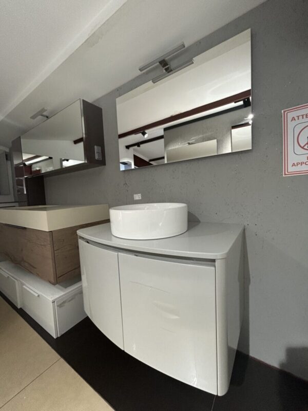 Mobile da bagno sospeso "Outline" Grigio Lucido