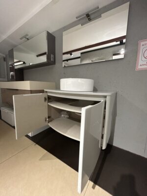 Mobile da bagno sospeso "Outline" Grigio Lucido