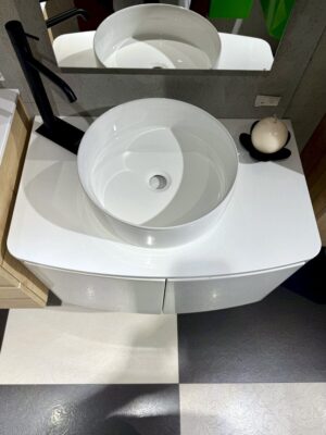 Mobile da bagno sospeso "Outline" Bianco Opaco