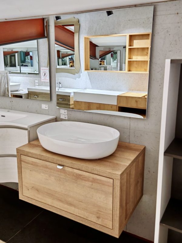 Mobile da bagno sospeso "Domus" Finitura Cassa Rovere Farnia 80x50