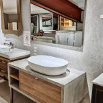 Mobile da bagno sospeso "Domus" Finitura Cassa Grigio Caldo - Frontale Rovere Farnia