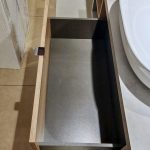 Mobile da bagno sospeso "Domus" Finitura Cassa Grigio Caldo - Frontale Rovere Farnia