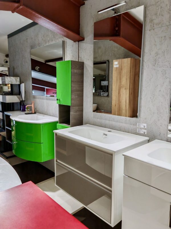 Mobile da Bagno Sospeso "Glass" Bianco Lucido