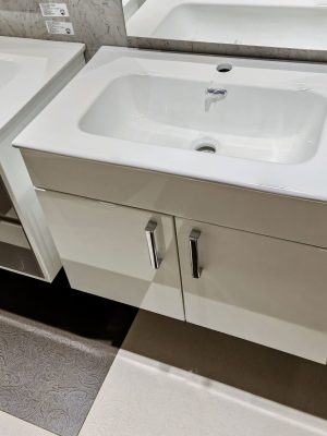 Mobile da Bagno Sospeso "Riga" Bianco Lucido 75x46