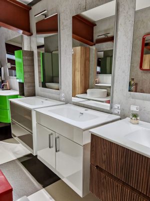 Mobile da Bagno Sospeso "Riga" Bianco Lucido 75x46