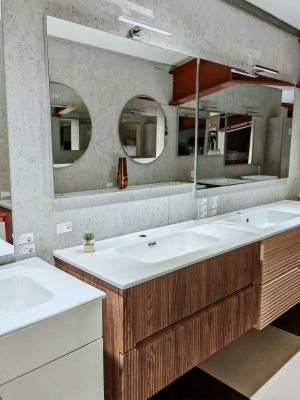Mobile da bagno sospeso "Verso" Noce Bruno 90x45x46