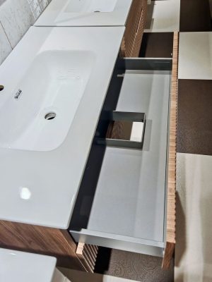 Mobile da bagno sospeso "Verso" Noce Bruno 90x45x46