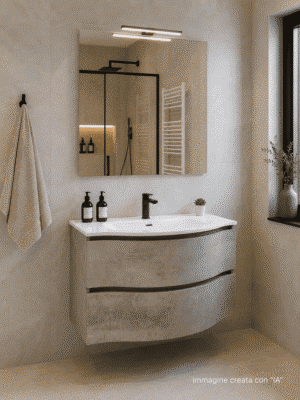 Mobile da bagno sospeso "Broadway" Cemento 85x35/50x51,5