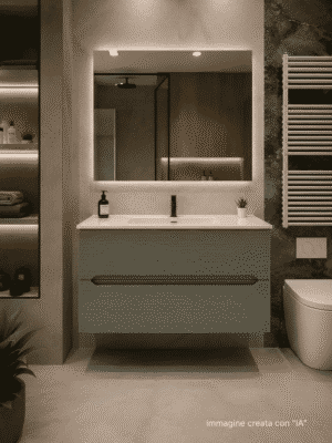 Mobile da bagno sospeso "Rigo" Verde Salvia 100x45 cm