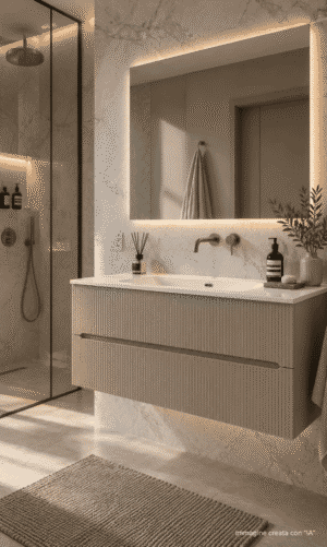 Mobile da bagno sospeso "Rigo" Tortora 90x45