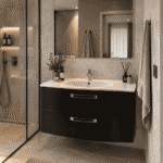 Mobile da bagno sospeso "Confort" Finitura Nero Lucido 75x52