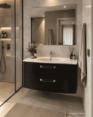 Mobile da bagno sospeso "Confort" Finitura Nero Lucido 75x52