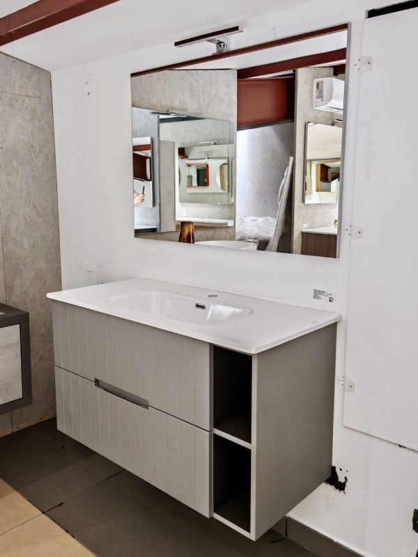 Mobile da bagno sospeso "Harena" Grigio Nuvola 101x46