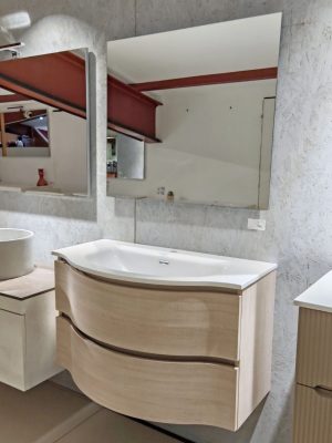 Mobile da bagno sospeso "Broadway" Rovere Tranchè Chiaro 85x35/50x51,5