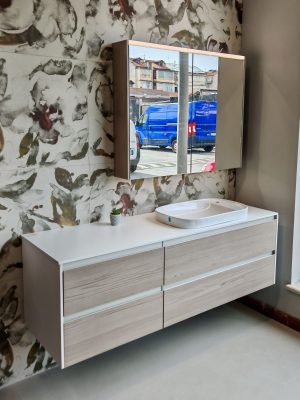 Mobile da bagno sospeso "Italo Unito" Larice Crudo 163x50