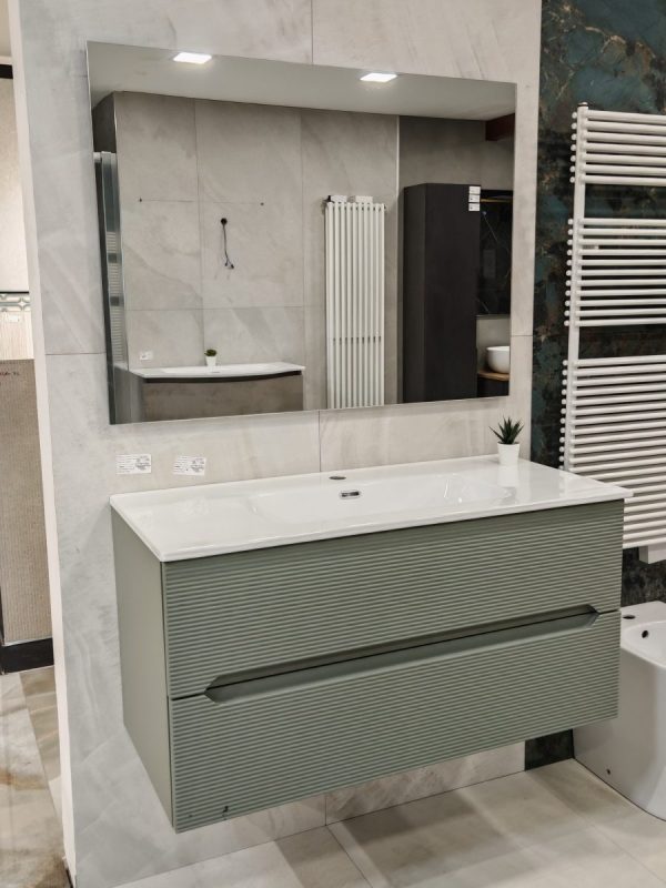 Mobile da bagno sospeso "Rigo" Verde Salvia 100x45 cm