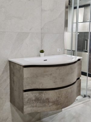 Mobile da bagno sospeso "Broadway" Cemento 85x35/50x51,5