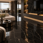 Piastrella "Rimini Black Brill Gold Lux"