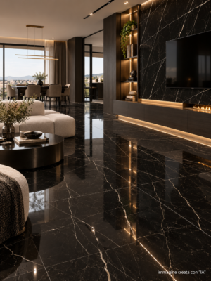Piastrella "Rimini Black Brill Gold Lux"